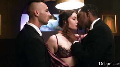 Gorgeous Marfa Pushkin gets her hungry holes fucked raw in a massive double-ended spit-roast.