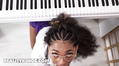 Barbie takes a stiff pole deep inside her while sprawled across the piano keys