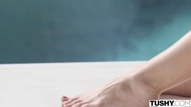 Busty blonde Danielle Renae gushes all over Dan's hard wood during intense anal