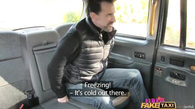 Tight pussy gets stretched by a massive dick on the backseat of a British taxi