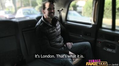 Tight pussy gets stretched by a massive dick on the backseat of a British taxi