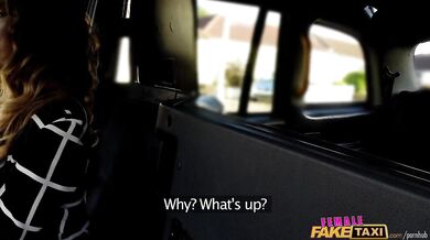 Tight pussy gets stretched by a massive dick on the backseat of a British taxi