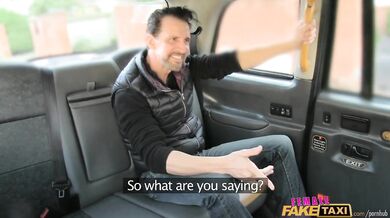 Tight pussy gets stretched by a massive dick on the backseat of a British taxi