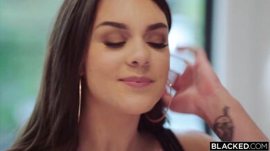 Best friends Gabbie Carter and Skylar Vox share a big black cock behind their boyfriends backs