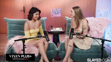 Angel Youngs and Hazel Heart share an intense and hungry lesbian encounter in the bedroom