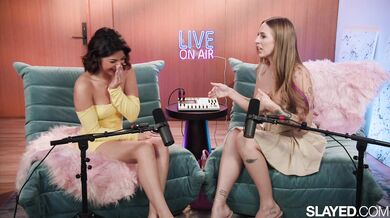 Angel Youngs and Hazel Heart share an intense and hungry lesbian encounter in the bedroom