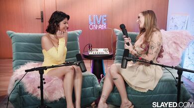 Angel Youngs and Hazel Heart share an intense and hungry lesbian encounter in the bedroom