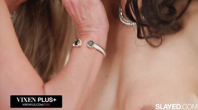 Penny Barber uses her skilled tongue to please Phoenix Marie in this mature girl-on-girl scene