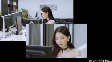 Tiny Asian babe Rikako Katayama takes a big surprise from a tourist in this hardcore scene