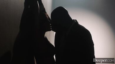 Bound and helpless Alina Lopez gets filled from both ends in this high energy hardcore threesome