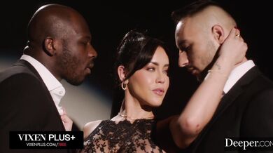 Bound and helpless Alina Lopez gets filled from both ends in this high energy hardcore threesome