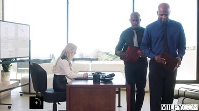 Lani Rails lose her authority as two well-hung employees dominate her with their massive BBCs