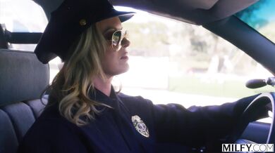 A gorgeous officer in uniform decides to skip the jail time and punish a bad boy with her body
