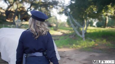 A gorgeous officer in uniform decides to skip the jail time and punish a bad boy with her body