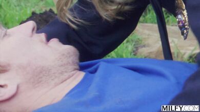 A gorgeous officer in uniform decides to skip the jail time and punish a bad boy with her body