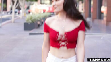 Total anal destruction as a pretty babe surrenders her tiny back door to a thick member