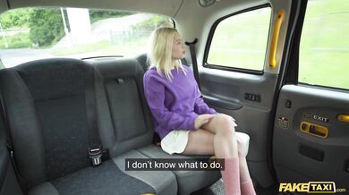 Blonde Brazilian hottie needs a new prescription, so she pays for her glasses with some intense backseat action