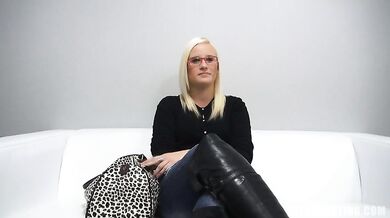 Czech girl with glasses takes every inch deep in her wet hole