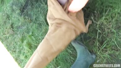 Horny Czech gypsy Aleya Sun getting her tight pussy fucked raw outdoors