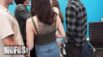 Podcast turns into a fuckfest: Bree Brooks flashes tits and gets destroyed by Johnny Love